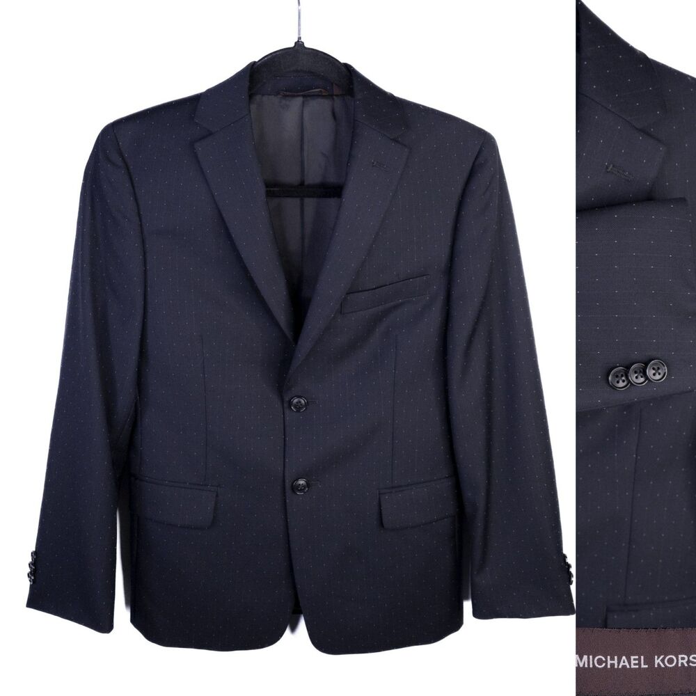 Michael Kors Wool Blazer Sport Coat Kids Boys Size 14R Polkadot Striped Jacket